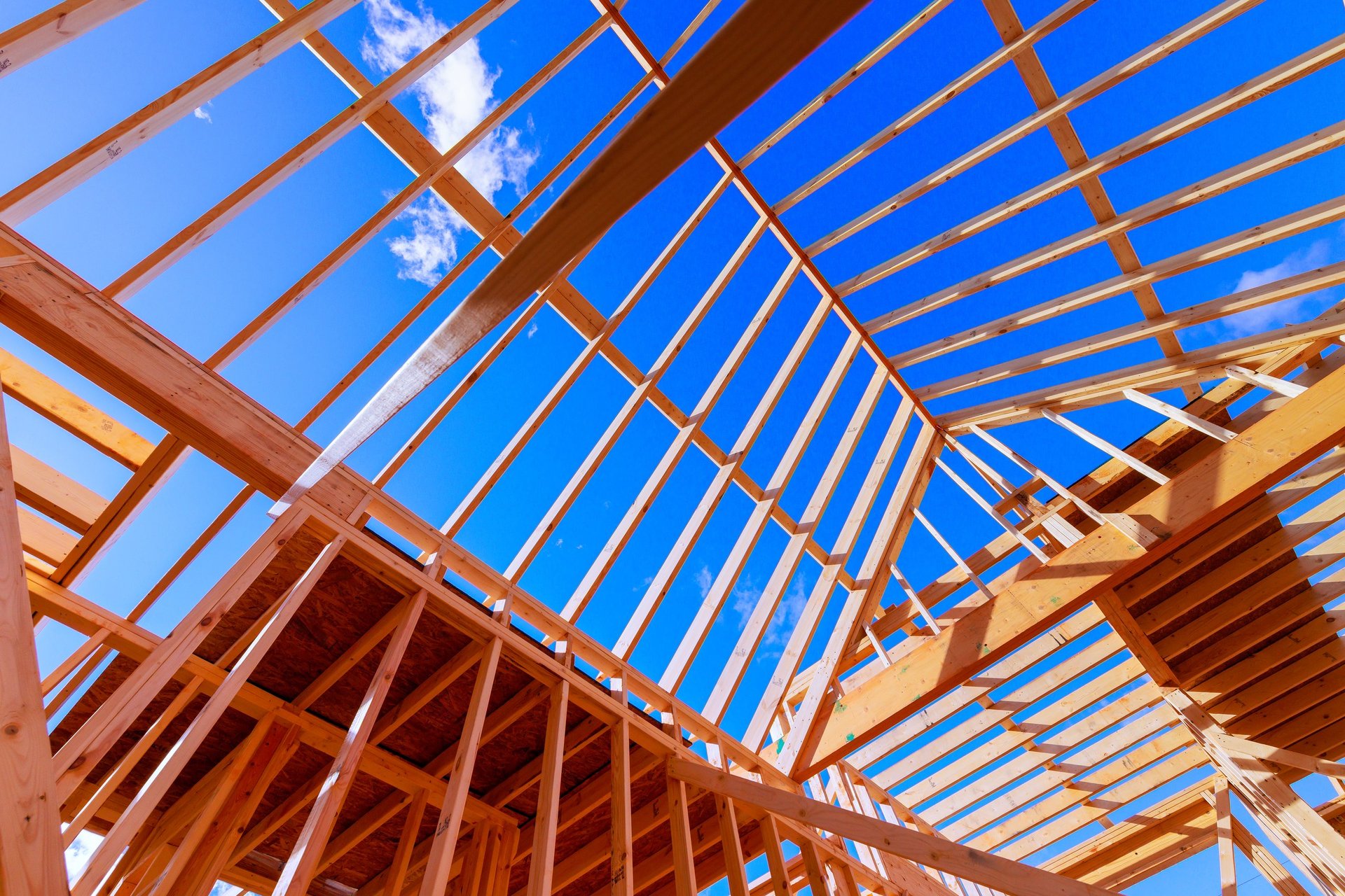 Construction workers framing a new home